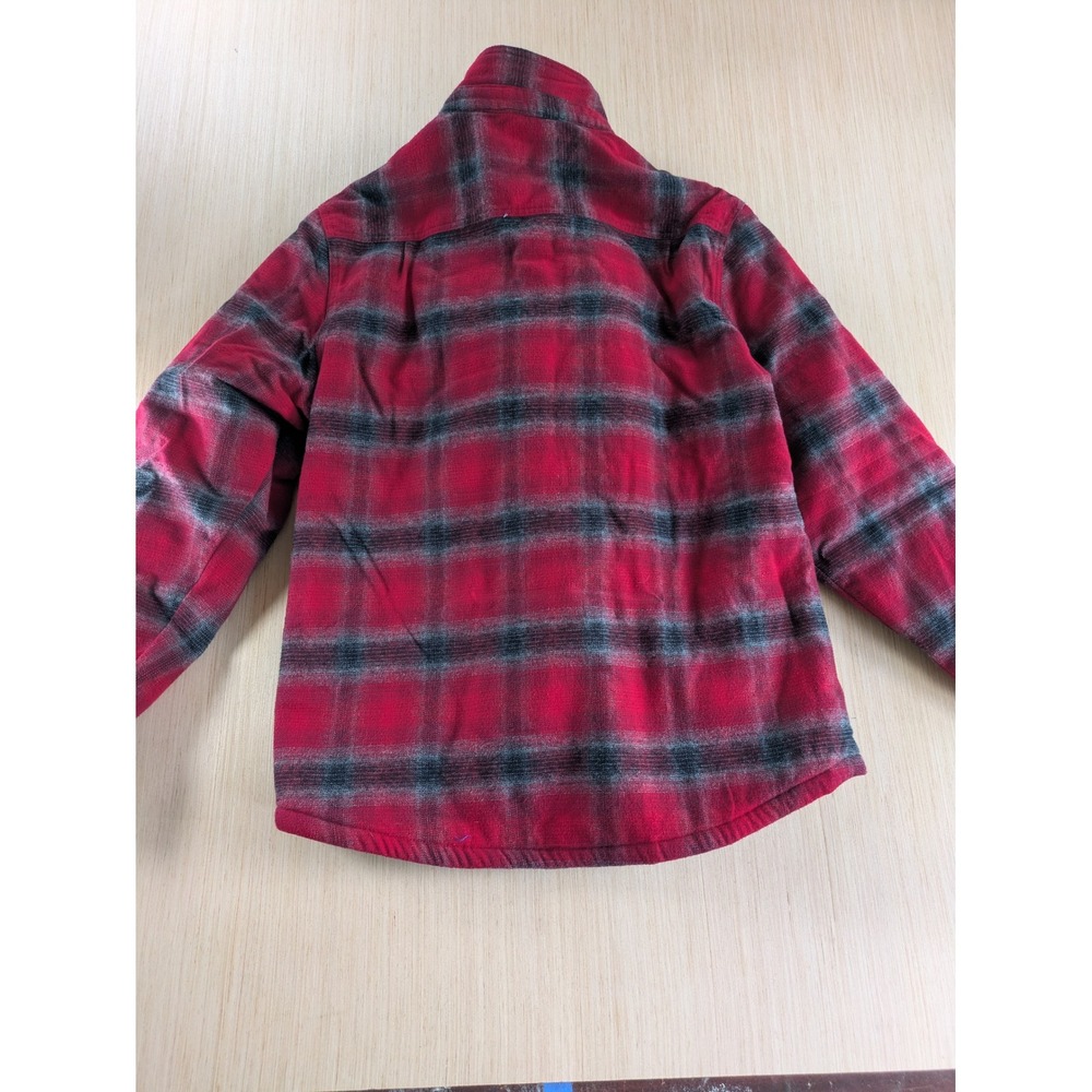 Coleman Mens Red Black Plaid Sherpa Lined Flannel Shirt Jacket Size Large L